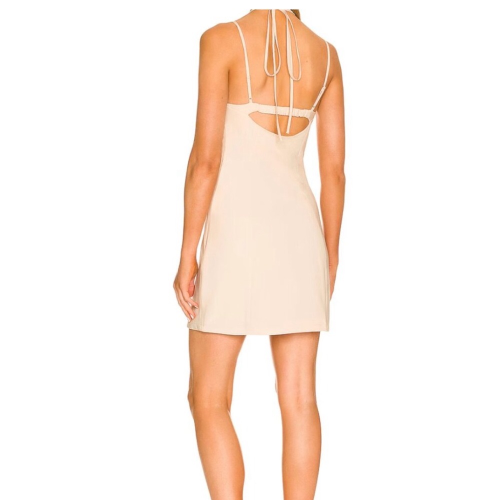 Jonathan Simkhai: Cream Ribbed Ruched Mini Dress - Picture 2 of 6
